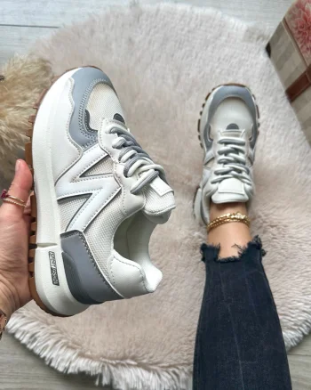 Adidasi dama casual albi cu gri 2532 N7-2