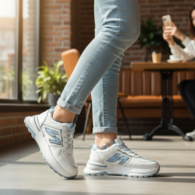 Adidasi dama casual albi cu albastru 4603 N17-2