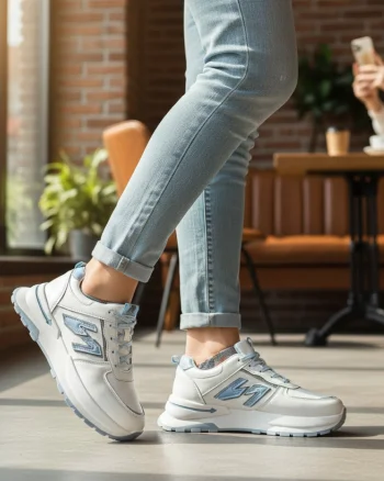 Adidasi dama casual albi cu albastru 4603 N17-2