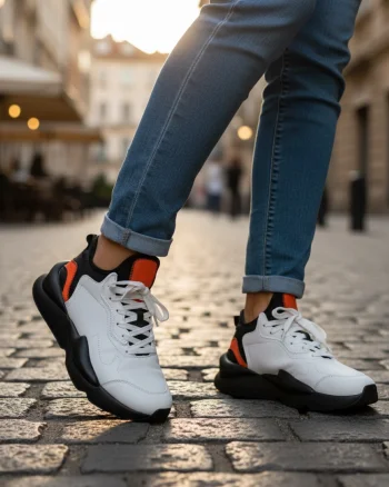 Adidasi dama albi cu negru  casual   inalti  H9