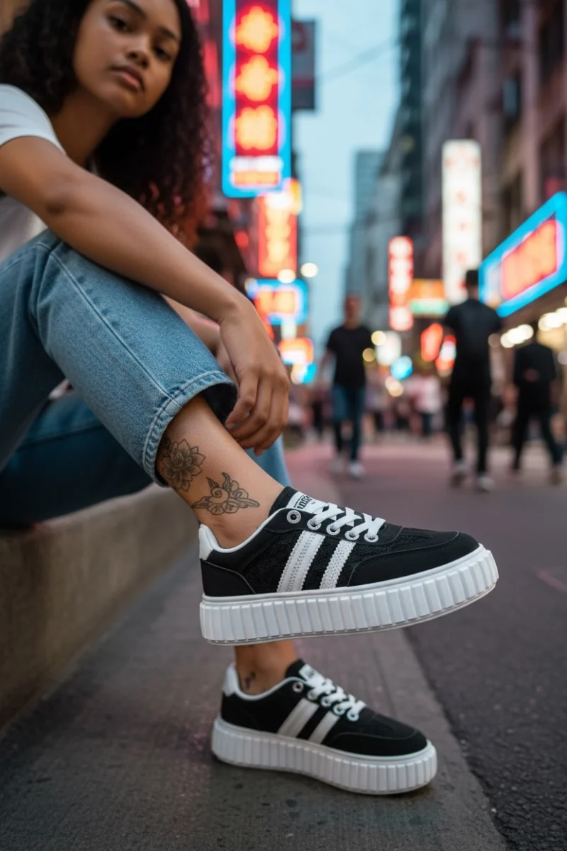 Adidasi dama casual  negri cu alb   LA351 T50-2