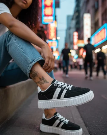 Adidasi dama casual  negri cu alb   LA351 T50-2