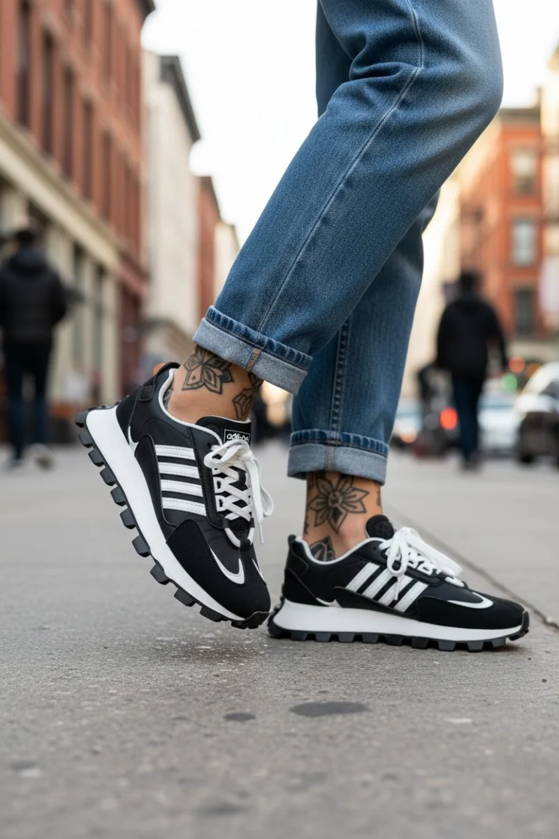 Adidasi dama casual  alb cu negru   LA249