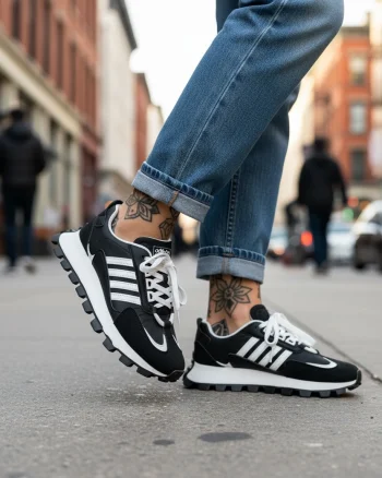 Adidasi dama casual  alb cu negru   LA249