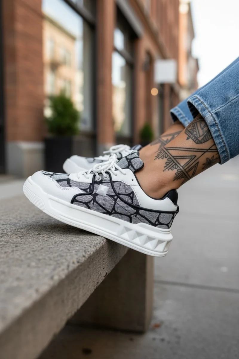 Adidasi dama casual  albi cu gri  VLT L77