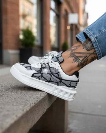 Adidasi dama casual  albi cu gri  VLT L77