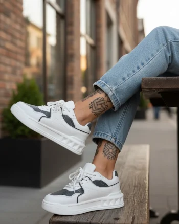 Adidasi dama casual  albi cu gri  VLT L77