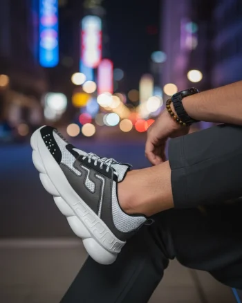 Adidasi barbati casual  albi cu negru L21
