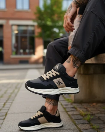 Adidasi barbati casual  negru cu alb A2571 T5-1