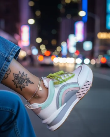 Adidasi dama casual albi cu roz CL2302 N11-3