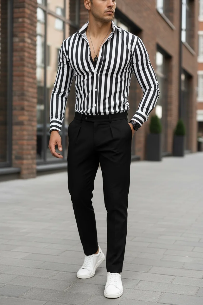 Camasa barbati slim fit dungi B8183