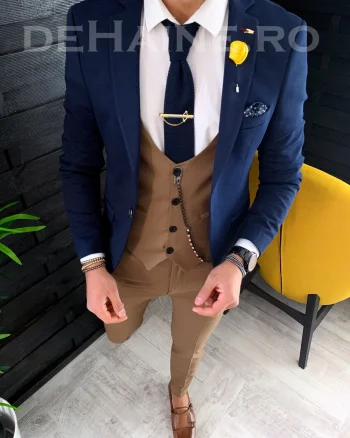 Sacou barbati bleumarin slim fit ZR A3911  U3