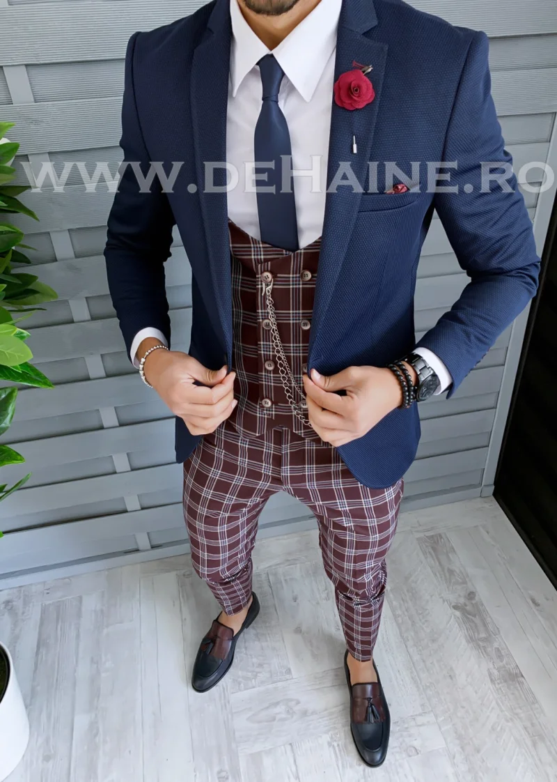 Sacou barbati bleumarin slim fit B1481 U3