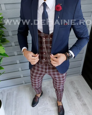 Sacou barbati bleumarin slim fit B1481 U3