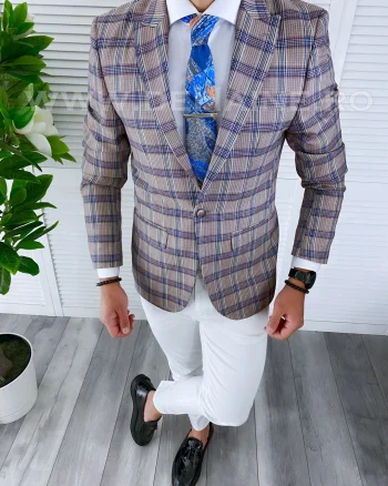 Sacou barbati in carouri  slim fit B4239 111-2