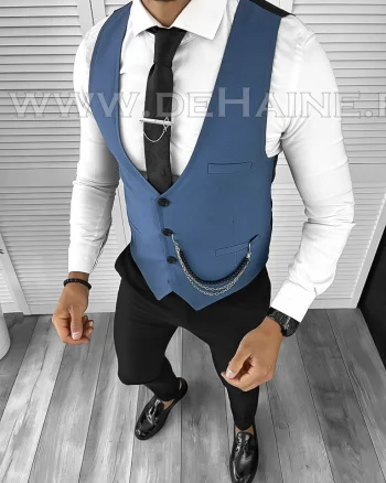 Vesta barbati eleganta slim fit bleu B8174 O6-6.2