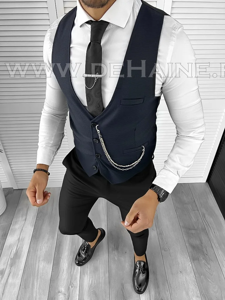 Vesta barbati eleganta slim fit bleumarin  B8165  D13-4.3