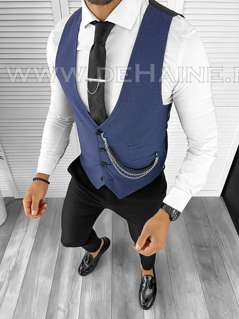 Vesta barbati eleganta slim fit bleumarin B8184 75-4 e