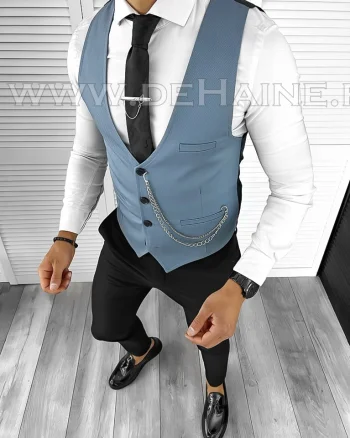 Vesta barbati eleganta slim fit blue B8154 53-5