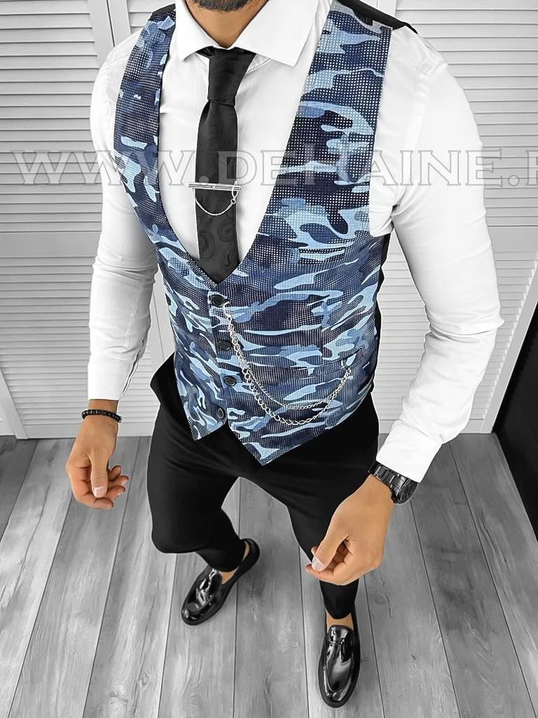Vesta barbati eleganta slim fit camuflaj B8074 D3-4.1