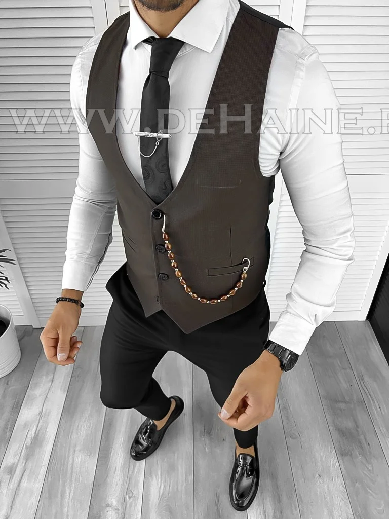 Vesta barbati eleganta slim fit maro B8135  O1-4.2