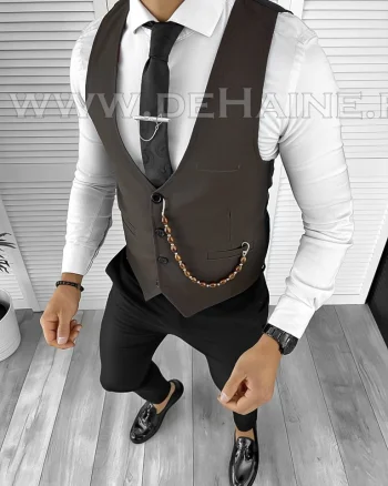 Vesta barbati eleganta slim fit maro B8135  O1-4.2