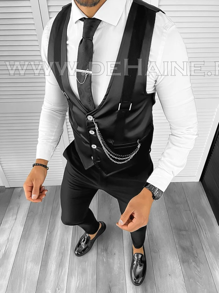 Vesta barbati eleganta slim fit neagra B8109  D6-2.3