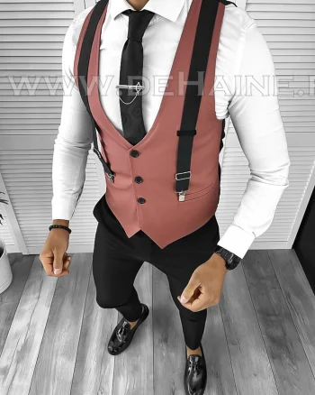 Vesta barbati eleganta slim fit roz B8113 D3-2.2