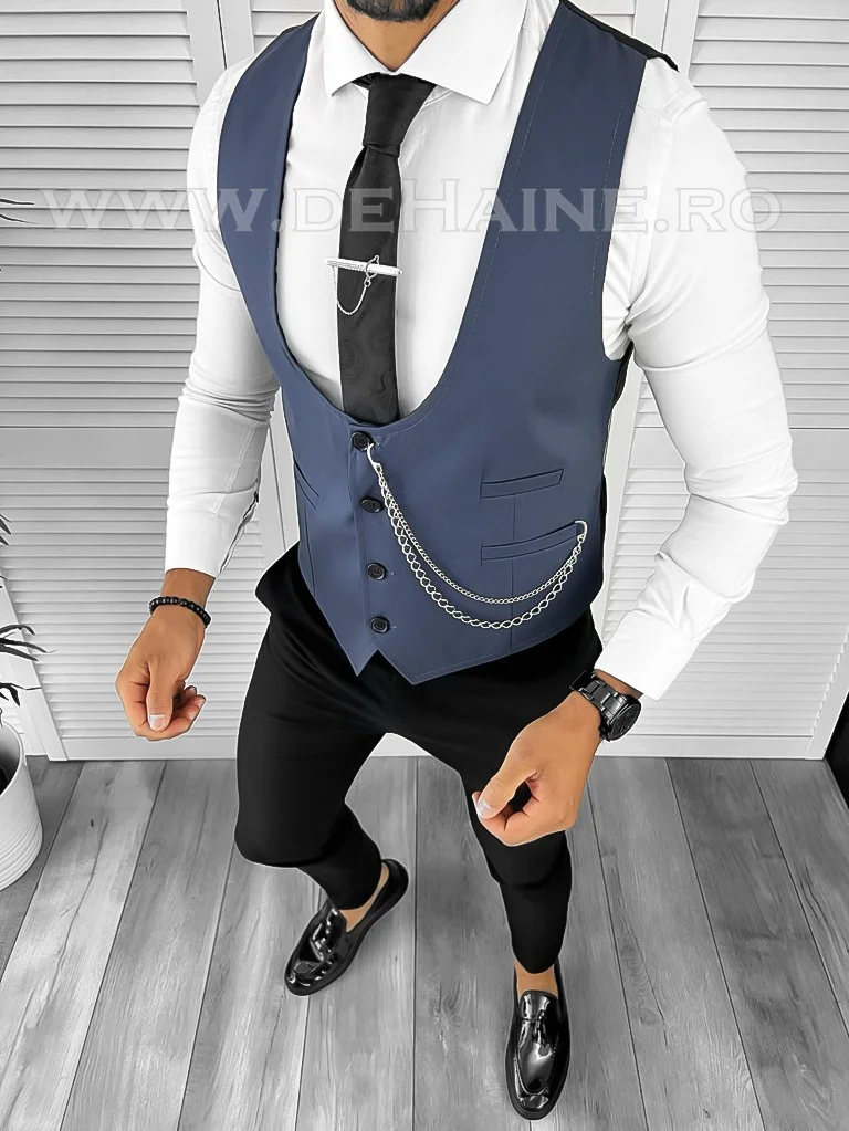 Vesta barbati slim fit albastra B8265  P19-4.2