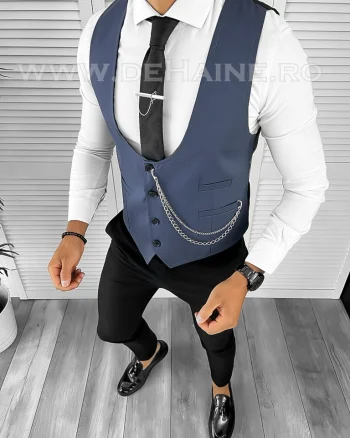 Vesta barbati slim fit albastra B8265  P19-4.2