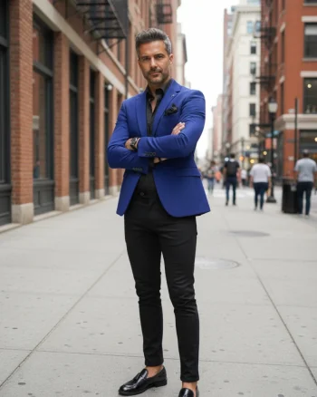 Sacou barbati slim fit bleumarin B8338 105