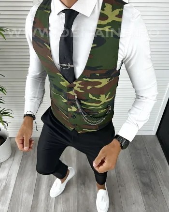 Vesta barbati eleganta slim fit camuflaj V13 D10-4