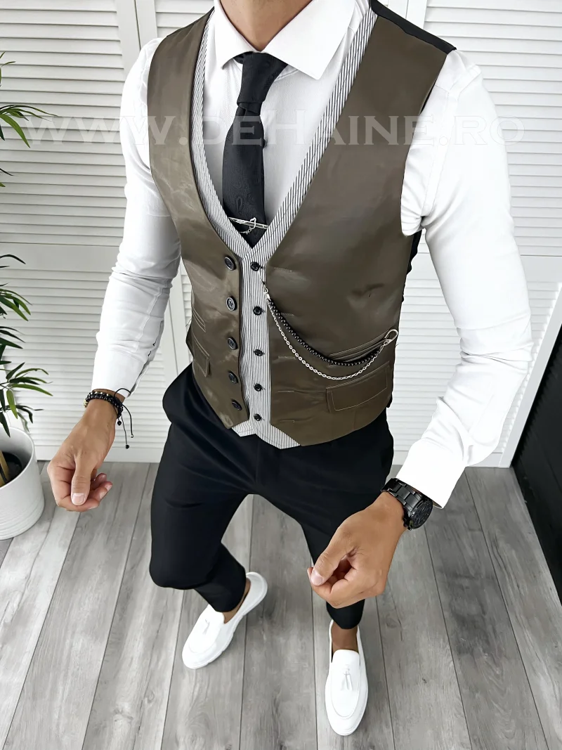 Vesta barbati eleganta slim fit maro V44  i6-5.3