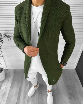 Cardigan barbati kaki slim fit ZR T3557 117-5