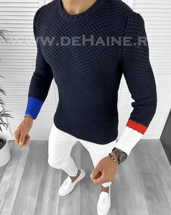 Pulover barbati gros slim fit bleumarin T3585 94-3*