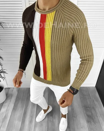 Pulover barbati gros slim fit maro T3578 113  U1*