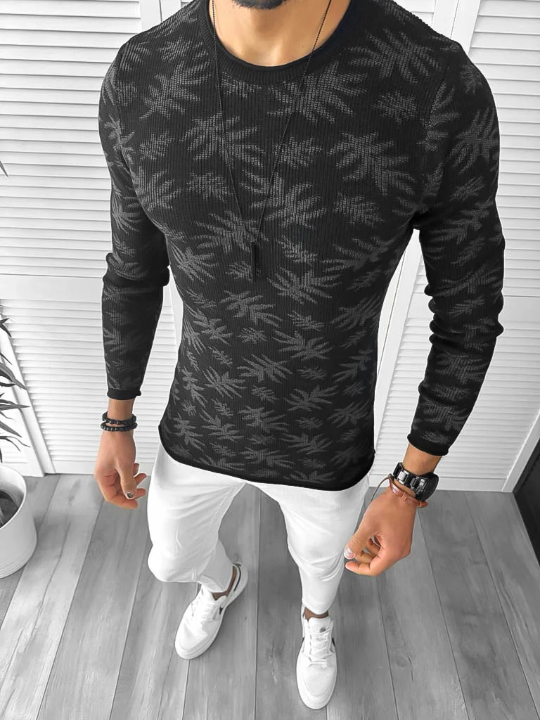 Pulover barbati gros slim fit negru ZR T3703 P18-4.2