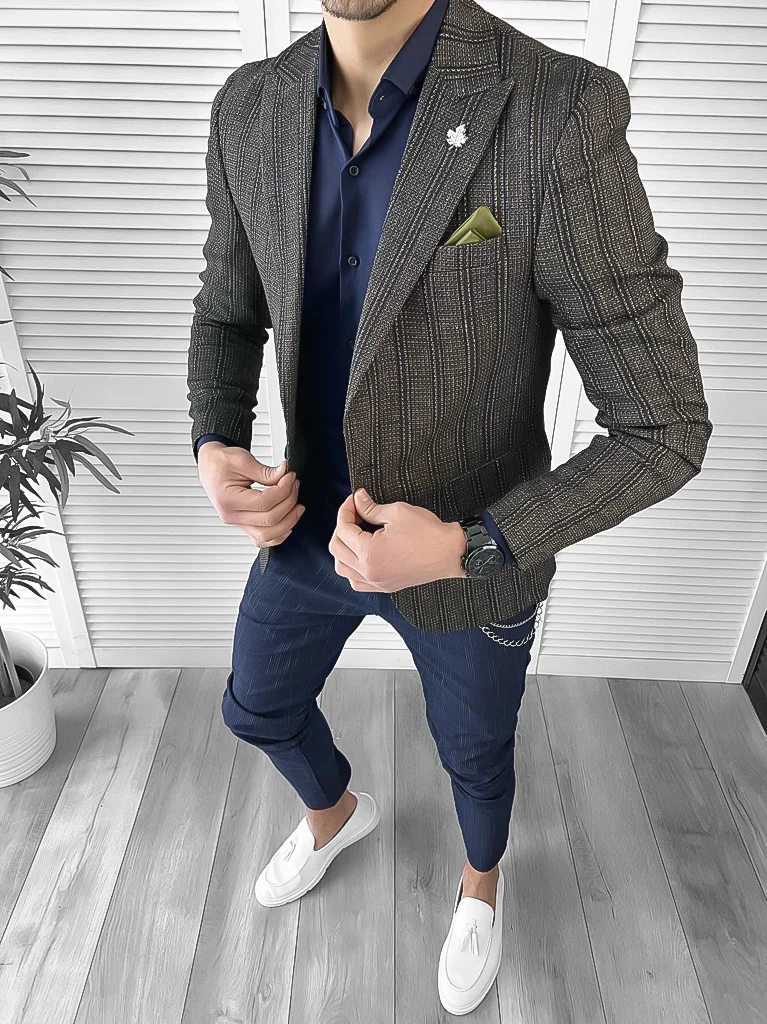 Sacou barbati slim fit maro 10118 37-3