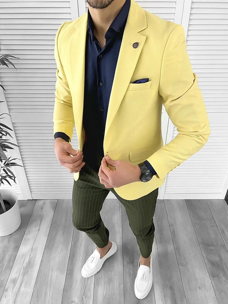 Sacou barbati slim fit galben 10269  55-3