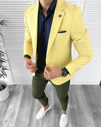 Sacou barbati slim fit galben 10269  55-3