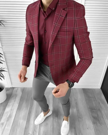 Sacou barbati slim fit grena 10324 S1-3