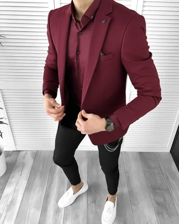 Sacou barbati slim fit grena 10323  50-4