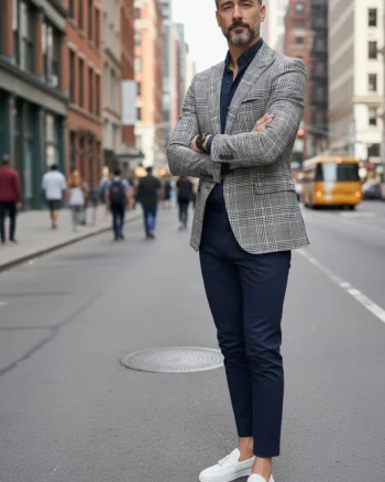 Sacou barbati slim fit in carouri 704   x13