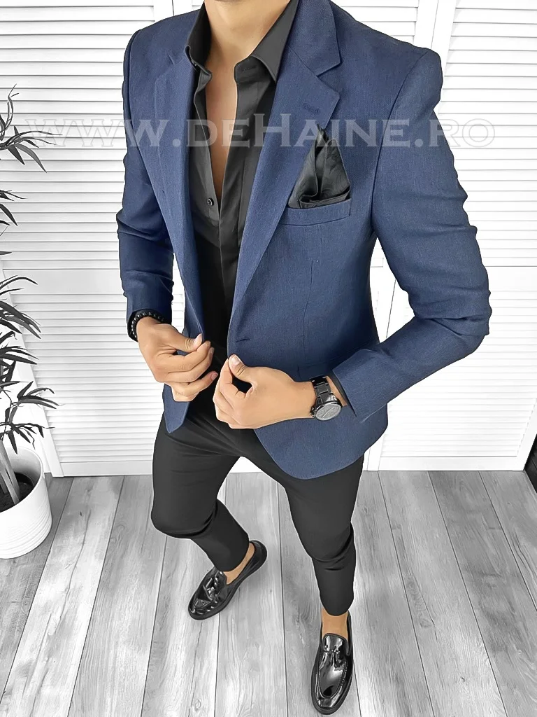 Sacou barbati slim fit bleumarin B8344 64-5