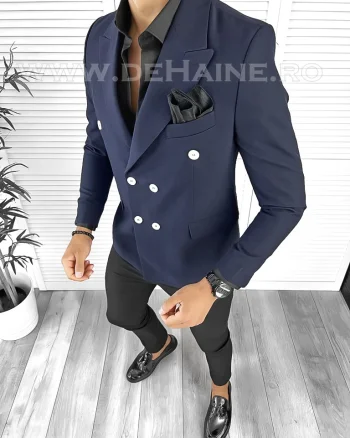 Sacou barbati slim fit bleumarin B8320 D3-2.2