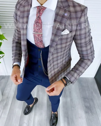 Sacou barbati in carouri slim fit B5297 D3-2.4