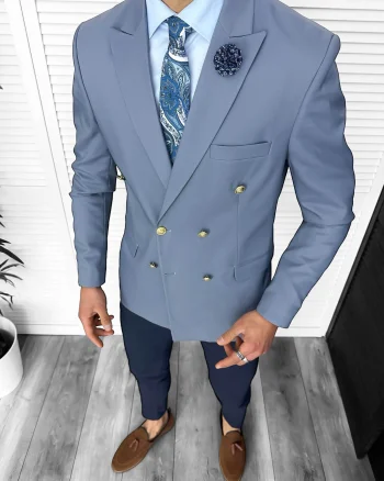 Sacou barbati slim fit  2 randuri de nasturi  gri 11848 64-4