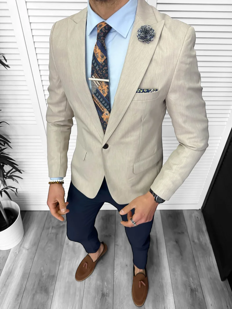 Sacou barbati slim fit  bej 11851 D3-1.1