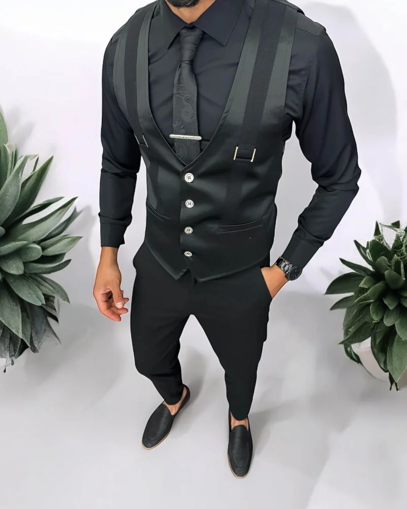 Vesta barbati eleganta slim fit  neagra   13258 D6