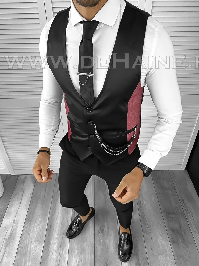 Vesta barbati eleganta slim fit neagra B8071 O5-3.1